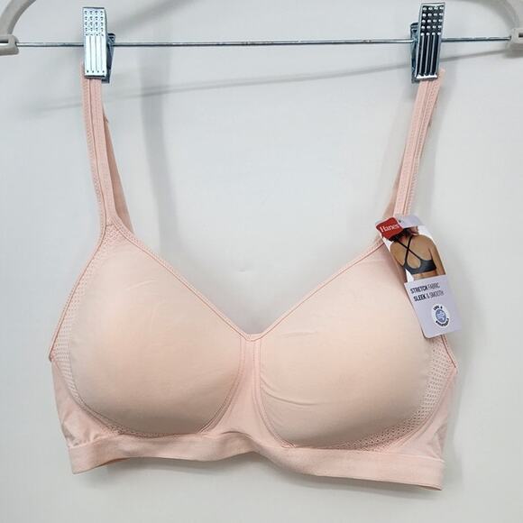 New NWT Hanes Cool Temp Wireless T-Shirt Bra Pink Large - Picture 4 of 10